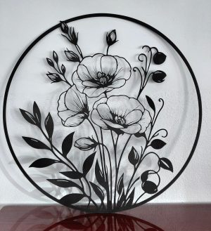 Round sweet pea wall art.