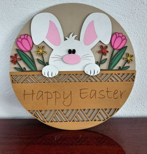 Round flower Easter bunny